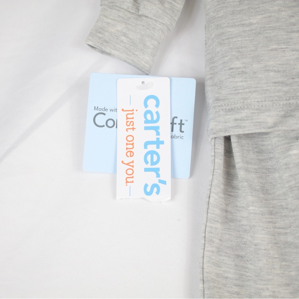 Carters Gray 2 Piece Long Sleeve Pajama Shirt & Pants Set Kids Size 6mo. - Picture 3 of 7